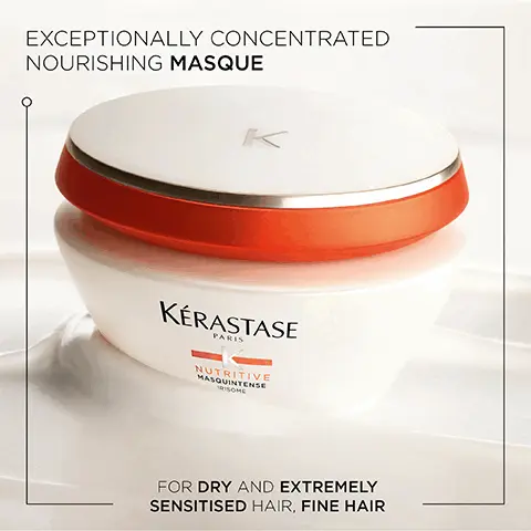 Image 1, Exceptional concentrated nourishing masque for dry and extremely sensitised hair. Fine hair. Image 2, Nutritive, Nourishing care for dry sensitised hair, highly concentrated gluco active and exceptional iris rhizome extract and hair is left soft and smooth to the touch with a healthy shine. Image 3, Glucids,Iris rhizome extract and Lipids ingredients. Image 4, Nutritive, Hovig Etoyan/global professional ambassador- Dry hair can be a challenge for a hairdresser. Luckily nutritive delivers nutrition deep into the hair shaft to keep it shiny and manageable. Lifesaving!