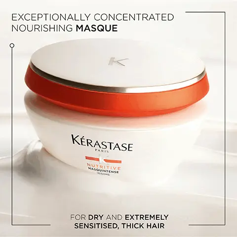 Image 1, Exceptionally concentrated nourishing masque for dry and extremely sensitised thick hair. Image 2, Nutrtive- nourishing care for dry sentised hair, highlight concentrated gluco active and exceptional iris rhizome extract and hair is left soft and smooth to the touch with a healthy shine. Image 3, Product's ingredients Glucids, iris rhizome extract and lipids. Image 4, Nutritive, Hovig Etoyan/global professional ambassador- Dry hair can be a challenge for a hairdresser. Luckily nutritive delivers nutrition deep into the hair shaft to keep it shiny and manageable. Lifesaving!