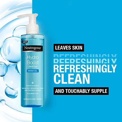Image 1, leaves skin refreshingly clean and touchably supple. image 2, boosts hydration and locks it in. image 3, removes stubborn waterproof makeup. image 3, ingredients your skin lobes. with barriercare cleansing technology. with hyaluronic acid helps retain water. image 4, lightweight formula, oil free. image 5, developed with dermatologists. suitable for sensitive skin. gentle. image 6, customer review = love it, amazing. perfect texture, feels great on the skin and seeing really good results. image 7, discover your hydro boost routine.