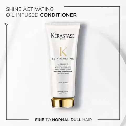 Image 1, shine activating oil infused conditioner. fine to normal dull hair. Image 2, before and after. Image 3, camellia oil, marula oil, argan oil. Image 4, elixir ultime, hovig etoyan global professional abassador. who doesn't want gloriously glossy hair. elixir ultime enriched with camellia oil provides long lasting shine and smoothness with an all important lightweight finish. a true icon. Image 5, elixir, up to 8 times more shine, up to 48 hour long lasting fragrance, up to 96 hour anti frizz protection.