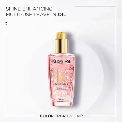 Image 1, shine enhancing multi-use leave in oil, color treated hair. Image 2, before and after. Image 3, camellia oil, marula oil, argan oil. Image 4, elixir ultime, hovig etoyan global professional abassador. who doesn't want gloriously glossy hair. elixir ultime enriched with camellia oil provides long lasting shine and smoothness with an all important lightweight finish. a true icon. Image 5, elixir, up to 8 times more shine, up to 48 hour long lasting fragrance, up to 96 hour anti frizz protection.