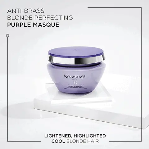 Image 1, anti brass blonde perfecting purple masque, lightened, highlighted cool blonde hair. Image 2, blond absolu, 92% more hydrated hair. 94+ stronger hair. 8 times visibly shinier hair. instant anti-brass action. Image 3. before and after. Image 4, blond absolu, patrick wilson, celebrity hair stylist and kerastase expert. for most blonde clients, it's a struggle to find a range that is both hydrating and protects your colour. the blond absolu range from kerastase does both without making the hair feel heavy. it's my go to for blondes, myself included.