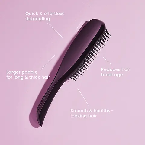 Image 1, Quick & effortless detangling Larger paddle for long & thick hair Reduces hair breakage Smooth & healthy- looking hair Image 2, 15.5 cm 22.1 cm 23.6 cm 5.3 cm The Ultimate Detangler Mini Great for small hands 6.6 cm The Ultimate Detangler 7.9 cm The Ultimate Detangler Large Great for Thick & Curly Hair Types