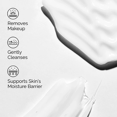 Image 1 - A close-up of a smooth, white cleansing product is shown with three icons and text labels that read Removes Makeup, Gently Cleanses, and Supports Skins Moisture Barrier.
Image 2 - A close-up of a person with clear skin applying a cleansing product to their face with visible text that reads Gently Cleanses and Removes Makeup.
Image 3 - A close-up of a bottle pump with a creamy substance oozing from the top, featuring text that reads Key ingredient: Squalane and supports the skin barrier for hydrated skin.
Image 4 - A woman with a light complexion wearing a white hijab applies a balm to her cheek, with instructions on the right that read Balm-to-oil texture: • Massage onto dry face • Rinse.
Image 5 - Image shows three skincare products from The Ordinary with labels; from left to right: Squalane Cleanser, a bottle labeled Hyaluronic Acid 2% + B5, and Natural Moisturizing Factors + HA, with the heading Build Your Regimen and descriptions for each product: cleanse skin and remove makeup, hydrate and plump the skin, supports the skin barrier.
Image 6 - Image features three tubes of facial cleansers from The Ordinary, each labeled with their names: Glucoside Foaming Cleanser, Glycolipid Cream Cleanser, and Squalane Cleanser, along with brief descriptions of their formulations and suitability for skin types.
Image 7 - Image shows two tubes of The Ordinary Squalane Cleanser on a glass shelf, with the larger 150 mL tube labeled as Standard Size and the smaller 50 mL tube labeled as Mini Size, Suitable for Travel, along with the text Explore 2 Sizes.