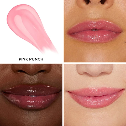 Image 1 - Image shows four sections: a pink lip gloss swatch at the top left labeled Pink Punch, and three close-up images of different lips showcasing various lip colors; the bottom left features a darker shade, the top right shows a medium pink, and the bottom right displays a lighter pink.
Image 2 - An image of a lip plumping product with a light pink background, featuring the product tube on the left and three statistics displayed on the right: 93% said lips look fuller and more plump, 97% said it delivers instant results, and 97% said lips feel moisturized, along with a note about a consumer study conducted in December 2015.
Image 3 - A close-up image showcases a models lips with the left side labeled BEFORE showing natural, uncolored lips and the right side labeled AFTER displaying glossy, colored lips, with visible text stating MODEL IS WEARING SHADE PINK PUNCH.
Image 4 - Close-up image of a models lips showing a comparison of before and after using lip color, with the left side displaying natural color and the right side featuring a glossy pink shade; visible text includes MODEL IS WEARING SHADE PINK PUNCH.
Image 5 - Close-up of a models lips showing a before-and-after effect, with the left side displaying a nude lip color and the right side showing a glossy pink shade, labeled as model is wearing shade pink punch.
Image 6 - Image shows a product chart titled Level Up PLUMP featuring different lip plumping products listed in five sections with visual indicators, including categories for LEVEL 1, LEVEL 2, LEVEL 3, BONUS PLUMP EFFECT, and BONUS COLOR EFFECT, along with descriptions for each product such as LIP INJECTION EXTREME LIP PLUMPER and LIP INJECTION LIQUID LIPSTICK.