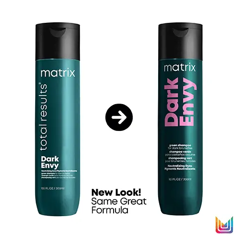 Image 1, new look same great formula. Image 2, Green shampoo Helps neutralise red undertones Suitable for dark brunette hair. Image 2, Before System of Dark Envy shampoo and neutralizing mask After Dark Envy System. Image 3, Dark Envy Neutralises unwanted red undertones in dark brunettes Dark a Envy Cleanse matrix matrix Dark Envy Nourish Tone matrix Dark Envy Green Shampoo Conditioner Using a system of Dark Envy shampoo and neutralising mask Neutralising Mask