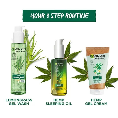 lemongrass gel wash. hemp sleeping oil. hemp gel cream