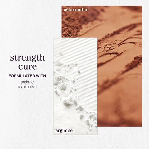 Image 1 - Image shows two sections of powdered ingredients, one white and one brown, with the text strength cure in large font, followed by FORMULATED WITH arginine astaxanthin in smaller font.
Image 2 - A long strand of wet hair is shown with five stars above a customer review that reads Hair perfection I was recommended to use this product and it really didn’t disappoint. Would highly recommend it for hair rescue. LOOKFANTASTIC VERIFIED CUSTOMER REVIEW.
Image 3 - An image with a light background showing bubbles and the text pro favourite It’s a fortifying shampoo and conditioner that transforms the look and feel of your hair after one use. These antioxidant, rich formulas mend breakage to result in softer, healthier hair. NEIL MOODIE PUREOLOGY UKI AMBASSADOR.
Image 4 - A collage of fruit and flowers featuring a peach, raspberries, and water flowers with the text strength cure, a summer afternoon with notes of peach, sweet raspberry, water flowers.
Image 5 - A close-up image showing white powdered ingredients with the labels Arginine, Ceramide, and Keravis prominently displayed on a white background.
Image 6 - Image features a soft-focus blue background with white text detailing product benefits: vegan formulas sulfate-free for a gentle cleanse, recycled bottles made from post-consumer recycled materials, and up to 80+ washes in one bottle, with a note about concentration and water usage.