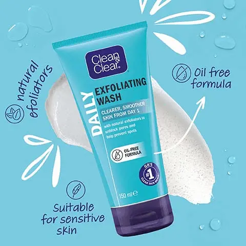 Image 1, oil free formula, natural exfoliators, suitable for sensitive skin. Image 2, new packaging same great formula. old pack