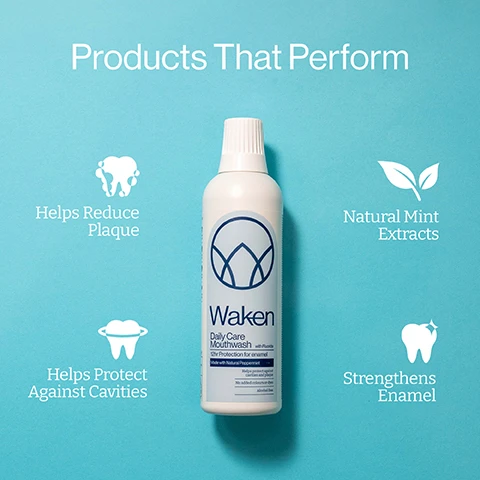 Image 1, products that perform. helps reduce plaque. helps protect against cavities. natural mint extracts. strengthens enamel. image 2, our unique formulas. here's a little secret, mouthwashes don't need to be blue or purple. our moutheashes are alcohol free, never contain colours or dyes and include natural mint extracts.