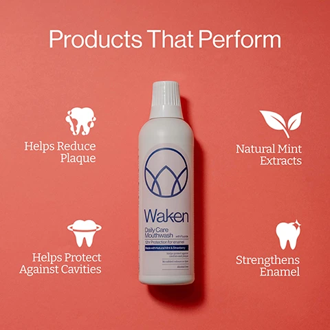 Image 1, products that perform. helps reduce plaque. helps protect against cavities. natural mint extracts. strengthens enamel. image 2, our unique formulas. here's a little secret, mouthwashes don't need to be blue or purple. our moutheashes are alcohol free, never contain colours or dyes and include natural mint extracts.