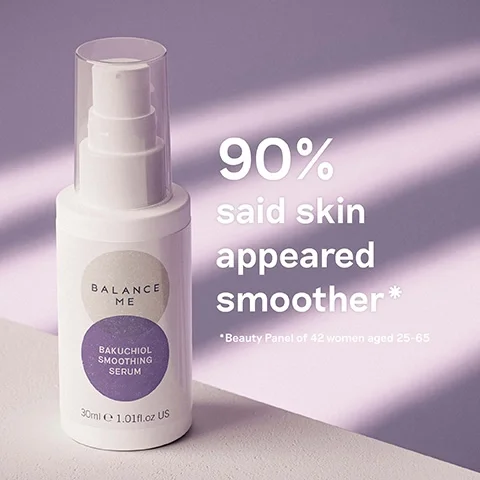 90% said skin appeared smoother- Beauty Panel of 42 women aged 25-65.