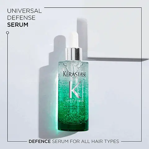 Image 1, Universal defense serum- defence serum for all hair types. Image 2, Before and After- Illustration of the anticipated results obtained after applying the products full Specifique Rotuine: Bain, Argile, Masque and Serum, after one use and styling. Results may vary from one individual to another. Image 3, Key Ingredients- Vitamin B6, Menthol, Amino Acid. Image 4, Potentialiste, Hovig Etoyan, Global Professional Ambassador- Whether you have a normal, dry, sensitive or oily scalp- healthy hair starts here. The microbiome science of Potentialiste Serum keeps scalps soothed, healthy and hydrated.