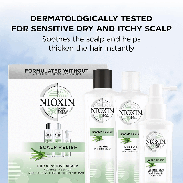 Dermatologically tested for sensitive dry and itchy scalp. How to use Nioxin scalp relief system.Daily use 30 days