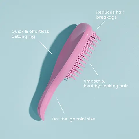 Image 1, Quick & effortless detangling Reduces hair breakage Smooth & healthy-looking hair On-the-go mini size Image 2, 15.5 cm 22.1 23.6 cm cm 5.3 cm The Ultimate Detangler Mini Great for small hands 6.6 cm The Ultimate Detangler 7.9 cm The Ultimate Detangler Large Great for Thick & Curly Hair Types