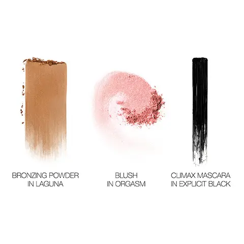 Image 1- Swatches of shades. Image 2- Model arm swatches of all shades