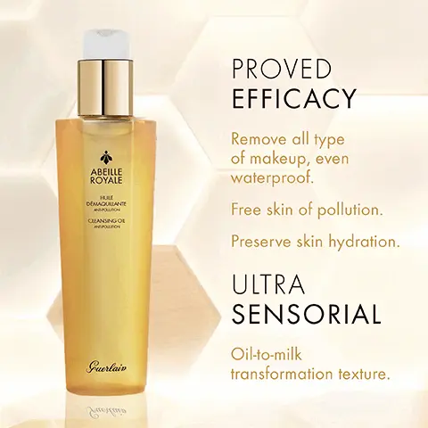Image 1, proved efficiency- remove all type of makeup, even waterproof, free skin of pollution and preserves skin hydration. Ultra Sensorial- Oil to milk transformation texture. Image 2, Ouessant island in France, unesco biosphere reserve, one of the purest ecosystems in the world and home of the black bee that produces honest of unrivalled purity with exceptional properties