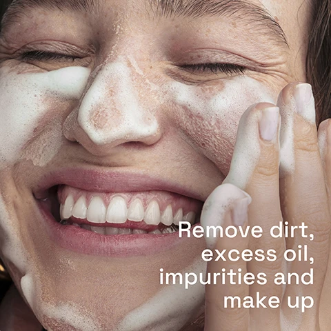 Image 1 - A smiling woman with her face covered in foam is gently touching her cheek, and the image includes the text Remove dirt, excess oil, impurities and make up.
Image 2 - A close-up image of a smiling woman with a foamy cleanser on her face, showing text that reads Cleanse without damaging the natural skin barrier.
Image 3 - A close-up of a person washing their face with foam, showing clear skin and a neutral expression, with the text for normal to dry sensitive skin.
Image 4 - A dollop of white cream is shown against a light blue background, with labels indicating Triple Ceramides to Hydrate, Allantoin to Soothe, and Glycerin to Hydrate, along with a chemical formula for Glycerin.
Image 5 - An individual in a white lab coat holds a bottle of Cetaphil Soothing Foam Wash, with text indicating it is vegan, fragrance-free, and non-irritating, alongside a badge stating Dermatologist Sensitive Skin Recommended.
Image 6 - Image shows a skincare routine for normal to dry sensitive skin, featuring four products labeled as step 1: cleanse, step 2: target, step 3: moisturise, and step 4: protect with SPF, along with the Cetaphil logo.
Image 7 - A hand is dispensing a rich, cloud-like foam from a bottle labeled Cetaphil, with text that reads Rich, cloud-like gentle foam.
Image 8 - A bottle of Cetaphil Soothing Foam Wash is displayed against a tiled background, with text indicating it defends against five signs of skin sensitivity: dryness, irritation, roughness, tightness, and weakened skin barrier.
Image 9 - Logo for Cetaphil featuring the text #1 DERMATOLOGIST RECOMMENDED CLEANSING BRAND.