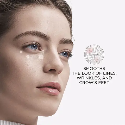 Image 1, smooths the look of lines, wrinkles and crow's feet. Image 2, hyaluronic filling spheres, plump skin to diminsh the appearance of fine, dry lines. Image 3, get the routine, 1 = predermine wrinkles repair serum, 2 = predermine wrinkle corrective eye contour cream, 3 = predermine anti-wrinkle cream.
