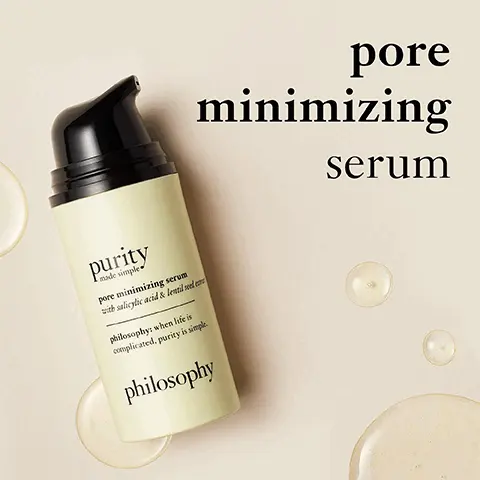 Image 1, Pore minimizing serum. Image 2, With lentil seed extract, salicylic acid and lilac extract. Image 3, Clinically proven to instantly minimize pore appearance by 29%.Image 4, For balanced perfected and makeup optimal skin. Image 5,Use am and pm