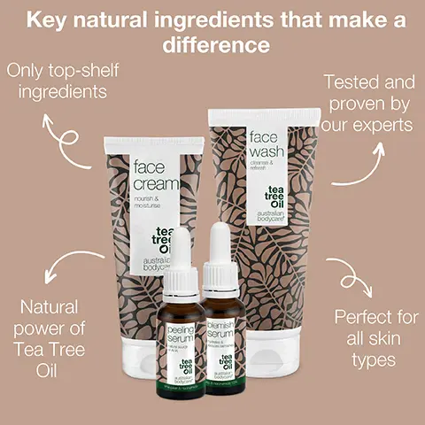 Image 1, Key natural ingredients that make a difference Only top-shelf ingredient Natural power of Tea Tree Oil, Tested and proven by our experts, Perfect for all skin types. Image 2, tea tree oil crafted by nature. Image 3, tea tree oil crafted by nature.