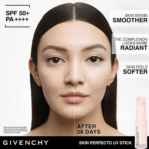 Image 1: Before and after model shot after 28 days. Skin feels revitalized, the complexion looks more radiant and skin seems refined. Image 2: UV Fluid SPF 50+ PA++++ vitamin C that boosts radiance and pink pepper that energizes skin and pink pomelo that hydrates skin. Image 3: Healthy rosy glow routine: 1. prepare and refine skin texture using the skin glow priming lotion. 2. revitalise and firm eye contour using firming and smoothing eye care. 3. Boost rosy aspect and radiance using vitamin blend glow serum. 4. fortify and moisturise and protect and refine skin texture using both radiance reviver emulsion and moisturising compact cream SPF 30 PA+++. 5. broad spectrum protection using UV fluid and stick SPF 50+ PA++++