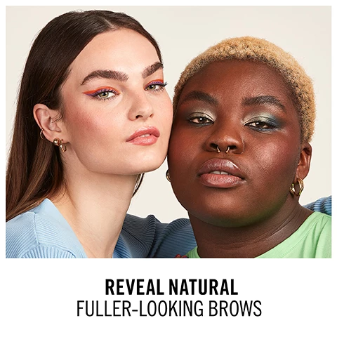 Image 1, reveal natural fuller-looking brows. Image 2, dual ended functionality. natural pigments with colour payoff, kind to animals and vegan formula without mineral oils or added fragrances. Image 3, ultra fine tip allows you to create hair like strokes, the spoolie brush blends and combs through hair. Image 4, step 1 and step 2, for ultra precise define eyebrows. Image 5, blended with natural pigments, kind to you, kind to the planet