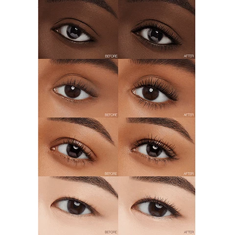 Before and after. Climax Mascara- lash moisture complex lifts and builds without clumping. Full-bodied brush with ribbed bristles captures and coats each lash with buildable volume.