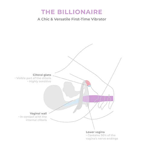 A Chic & Versatile First-Time Vibrator Clitoral glans Visible part of the clitoris Highly sensitive Vaginal wall In contact with the internal clitoris Lower vagina Contains 90% of the vagina's nerve endings