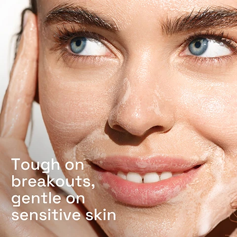 Image 1 - A close-up of a smiling woman applying a facial cleanser, with visible text that reads Tough on breakouts, gentle on sensitive skin.
Image 2 - A smooth, translucent gel-like substance is shown on a light green background, with text indicating 2% Salicylic Acid and Helps minimise breakouts along with Aloe & White Tea and Hydrate and help soothe sensitive skin, accompanied by corresponding icons.
Image 3 - A person holding a tube of Cetaphil Gentle Clear, which gently cleans pores to reduce blemishes without stripping or over-drying skin, with text that reads Dermatologist Recommended and Sensitive Skin.
Image 4 - Image shows three tubes of Cetaphil products arranged vertically labeled as part of a blemish-prone sensitive skin routine, with instructions reading Step 1 Cleanse, Step 2 Target, and Step 3 Moisturise.
Image 5 - A hand applying a small amount of cream from a green container, with text reading clinically proven to reduce excess oil by 81%.
Image 6 - A tube of Cetaphil Gentle Clear Clarifying Blemish Cream Cleanser on a white tiled background, with visible text stating Skin Sensitivity 5 Signs and Defends Against Dryness, Irritation, Roughness, Tightness, Weakened Skin Barrier.
Image 7 - An image of the Cetaphil logo with the text #1 DERMATOLOGIST RECOMMENDED CLEANSING BRAND.