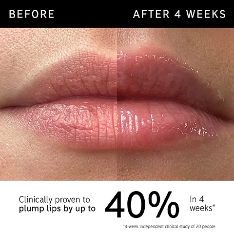Image 1 - Image shows a split comparison of lips, with the left side labeled Before showing dry, thin lips, and the right side labeled After 4 Weeks displaying fuller, glossy lips; text included states Clinically proven to plump lips by up to 40% in 4 weeks and notes a 4-week independent clinical study of 20 people.
Image 2 - A tube of lip balm with a light yellow product visible at the opening, placed against a white background, accompanied by text stating Clinically proven to plump lips by up to 40% in 4 weeks* No tingle or irritation Helps hydrate and smooth lips with a note about a clinical study at the bottom.
Image 3 - A person with dark, curly hair smiles and holds a tube of Tripeptide Plumping Lip Balm in front of their mouth, with text beside them stating percentages of lip nourishment and plumping over time.
Image 4 - A close-up of a creamy, light beige formulation with the text Ingredients at the top and descriptions of two ingredients below: 6% TRIPEPTIDE COMPLEX - Visibly increases lip volume for plumper-looking, more defined lips and 2% ULTRA FILLING SPHERES - Delivers Hyaluronic Acid within the lip to plump, retain moisture and help fill fine lines.
Image 5 - Close-up image of a womans face showing her applying lip product, with text overlay that reads: FAQ WHEN WILL I SEE RESULTS AND HOW LONG WILL THEY LAST? A visible increase in lip volume shows in as little as 2 weeks. Like many skincare products, to maintain the benefits you need to continue use of the product. CAN I LAYER IT WITH LIPSTICK? Yes, you can layer it with any of your favourite products to give your lips a glossy boost.
Image 6 - A person holds a tube of The Inkey List Tripeptide Plumping Lip Balm, with icons indicating morning and night application next to the text When to apply and AM PM.
Image 7 - Image showing a side-by-side comparison of two lip products: on the left, a tube labeled Tripeptide Plumping Lip Balm with descriptions of benefits and ingredients, and on the right, a plain white tube with similar descriptive sections including Best For, Hero Ingredient, and Targets.
