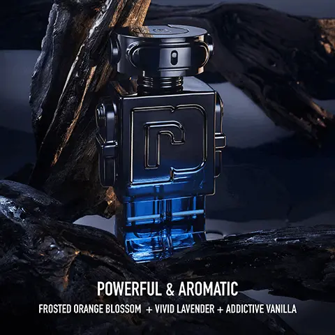 Image 1, POWERFUL & AROMATIC FROSTED ORANGE BLOSSOM + VIVID LAVENDER + ADDICTIVE VANILLA Image 2, PHANTOM PHANTOM PHANTOM INTENSE
PARFUM SENSUAL & FRESH POWERFUL & AROMATIC ADDICTIVE & WOODY + FRESH + INTENSE