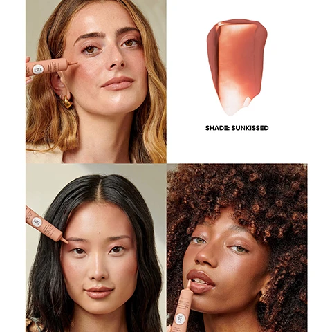 Image 1, shade - sunkissed on three different skin tones. image 2, swatches of sunny sweet cheeks, strawberry sunburst, pink sunrise, sunkissed and sunset rose on three different skin tones. image 3, blush tint 3 ways. all over face colour - cheeks, lips and eyes. image 4, recommended by the skin cancer foundation for daily use. daily spf reduces visible signs of aging. 100% mineral non-nano zinc oxide plus UVA and UVB broad spectrum, PA +++. reef safe - clean and vegan. multi-tasking, naturally tinted cheeks, lips and eyes. SPF 30 and blue light protection. image 5, shades sunkissed, sunny sweet cheeks, pink sunrise, sunset rose and strawberry sunburst on three different skin tones. image 6, swatches of sunny sweet cheeks, strawberry sunburst, pink sunrise, sunkissed and sunset rose. image 7, green algae extract - natural antioxidant that provides moisturising properties to help reduce the appearance of lip aging. passion flower extract - polyphenols help to protect from adverse effect of atmospheric pollutants. purple tea extract high content of plyphenols with antioxidants to help defend against free radicals.