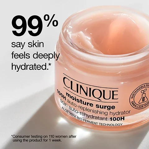 99% say skin feels deeply hydrated. consumer testing on 110 women after using the product for 1 week