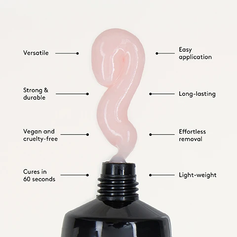 Image 1, versatile, strong and durable, vegan and cruelty free, cures in 60 seconds, easy application, long lasting, effortless removal, light weight. image 2, step by step. 1 = prep, push back your cuticles, shape and buff the nails then cleanse with prep and wipe for the ideal base. 2 = base, apply the mylee base coat and cure for 30-60 seconds under an LED lamp or 2 minutes under a UV lamp. 3 = play, squeeze out a small amount of mylee magic extender gel then slice it with the mylee magic extender gel dual ended tool. rolle the gel onto your nail and use the brush end of the tool with a little mylee slip solution to lightly pat the magic extender gel into place - start at the cutucle and move up the nail. apply to all nails on one hand and cure for 60 seconds. products sold separately. 4 = finish, too smooth the surface, lightly file your nail with a 180 grit file, then cleanse. apply a mylee top coat and cure or continue with your favourite gel polish. after removing any tacky layer with prep and wipe, massage a little cuticle oil.
