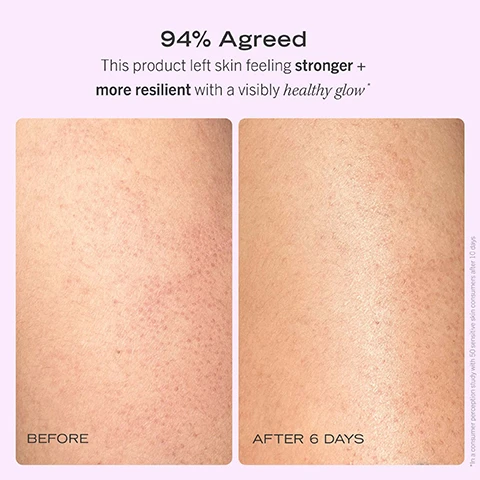 Image 1, 94% agreed. this product left skin feeling stronger and more resilient with a visibly healthy glow. before and after 6 days. image 2, 100% agreed. this product nourishes instantly for skin that feels soft and supple. image 3, smells like summer. crisp tangerine aroma - 7 botanicals featuring jojoba seed and grapeseed oil. image 4, lock in moisture, unlock smooth skin. image 5, 100% agreed this product is lightweight but luxurious. image 6, shower essentials. meet the exfoliating and hydrating duo for your smoothest skin yet. image 7, how to use = apply all over the body as preferred and massage in circular motions