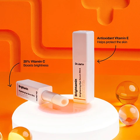 image 1, 20% vitamin c boosts brightness. antioxidant vitamin e - helps protect the skin. image 2, brightamin keeps your eyes looking bright. before and after 4 weeks. image 3, reduce the look of dark circles. improve the look of puffiness. smooth the look of fine lines. image 4, suitable for sensitive skin. opthalmologist tested.