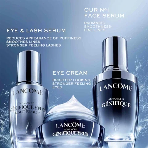eye and lash serum -reduces appearance of puffiness, smoothes lines, stronger feeling lashes. our number 1 face serum - radiance smoothness, fine lines. eye cream - brighter looking stronger feeling eyes.