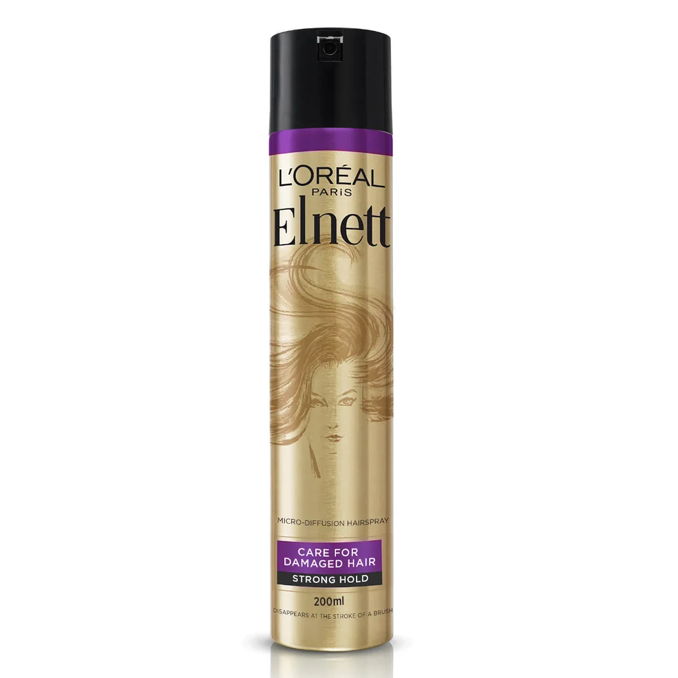 L'Oréal Paris Hairspray by Elnett Care For Dry Damaged Hair Strong Hold Argan Oil Shine 200ml Image 1