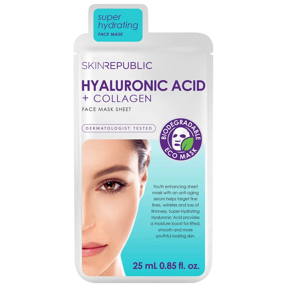 Skin Republic Hyaluronic Acid + Collagen Face Sheet Mask 25ml Image 1