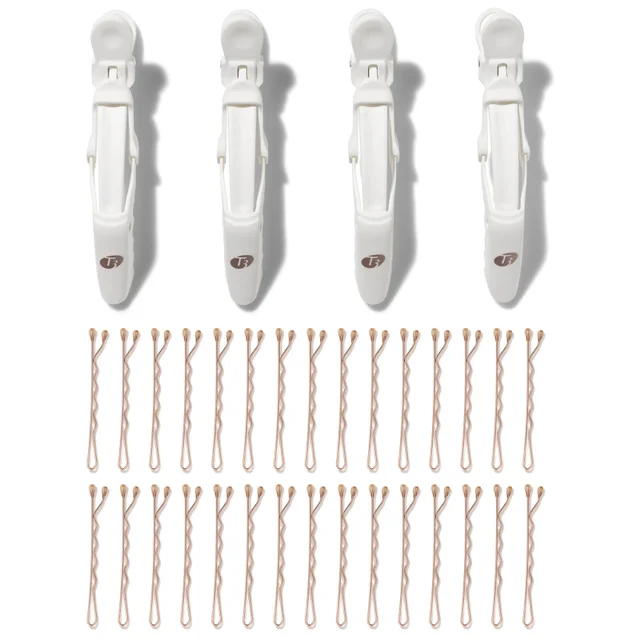 T3 Clip Kit with 4 Alligator Clips and 30 Rose Gold Bobby Pins