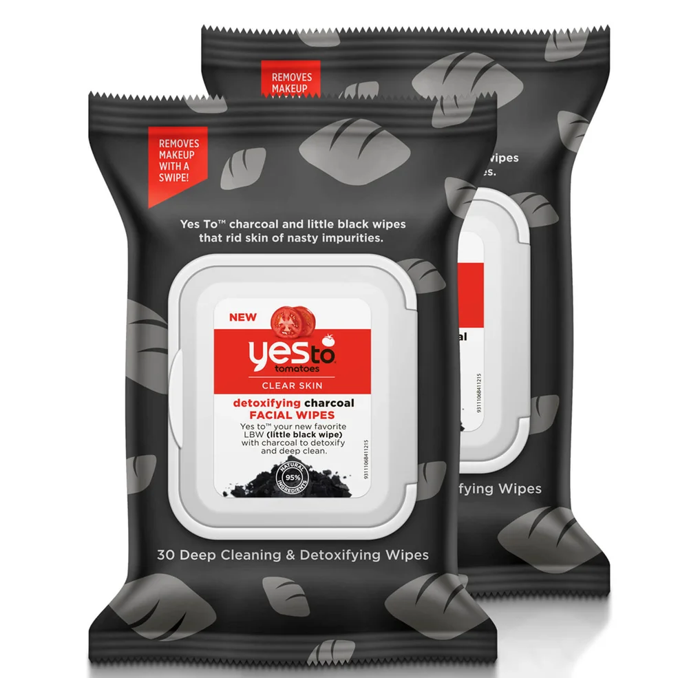 yes to Tomatoes Clear Skin Detoxifying Charcoal Facial Wipes (Pack of 2) (Worth £9.98) Image 1