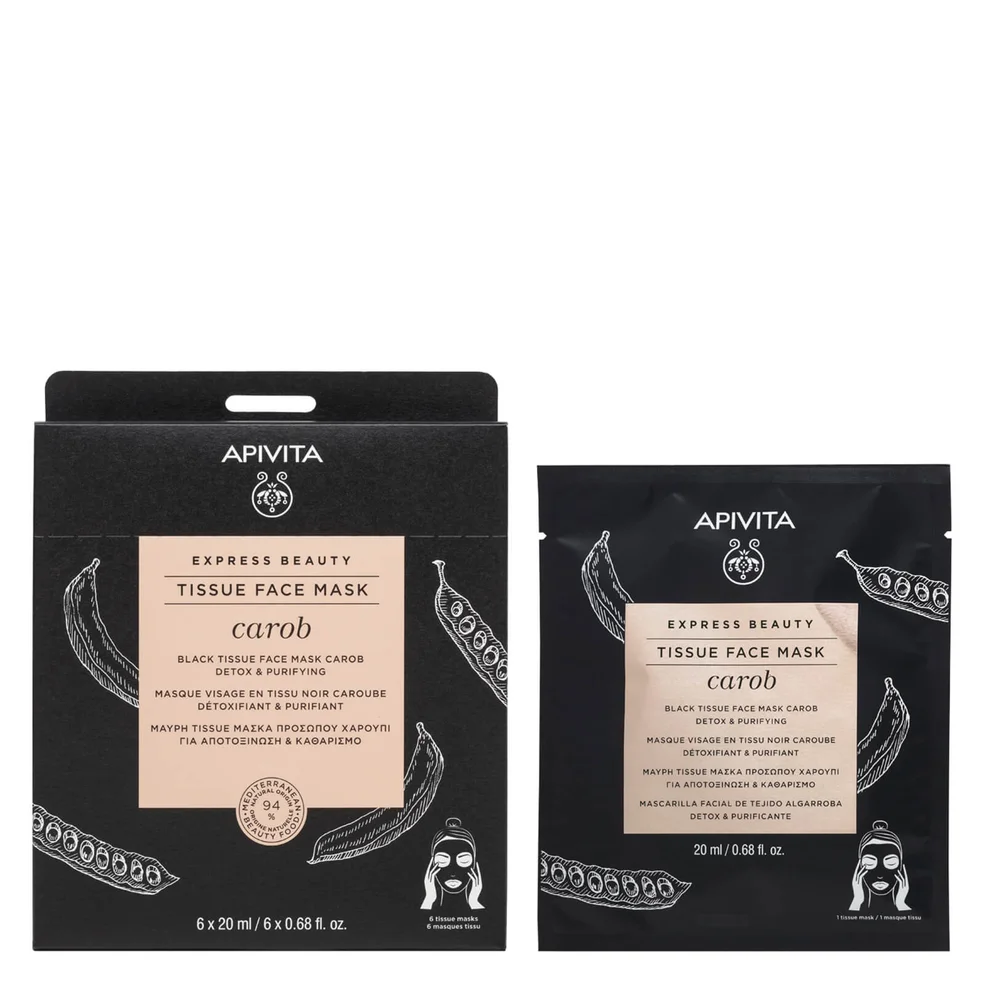APIVITA Express Beauty Black Tissue Face Mask Detox and Purifying with Carob 20ml Image 1