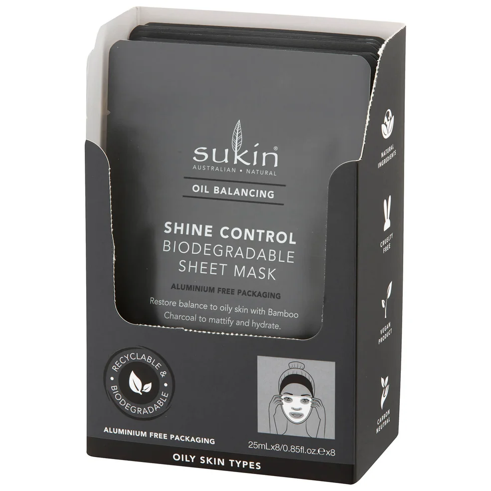 Sukin Oil Balancing Shine Control Sheet Mask Sachet 200ml (Pack of 8) Image 1