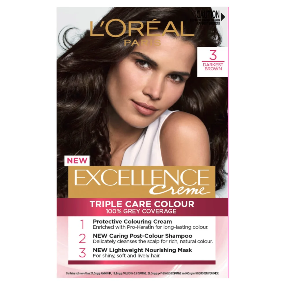 L'Oréal Paris Excellence Creme Permanent Hair Colour - Darkest Brown 3.0 Image 1
