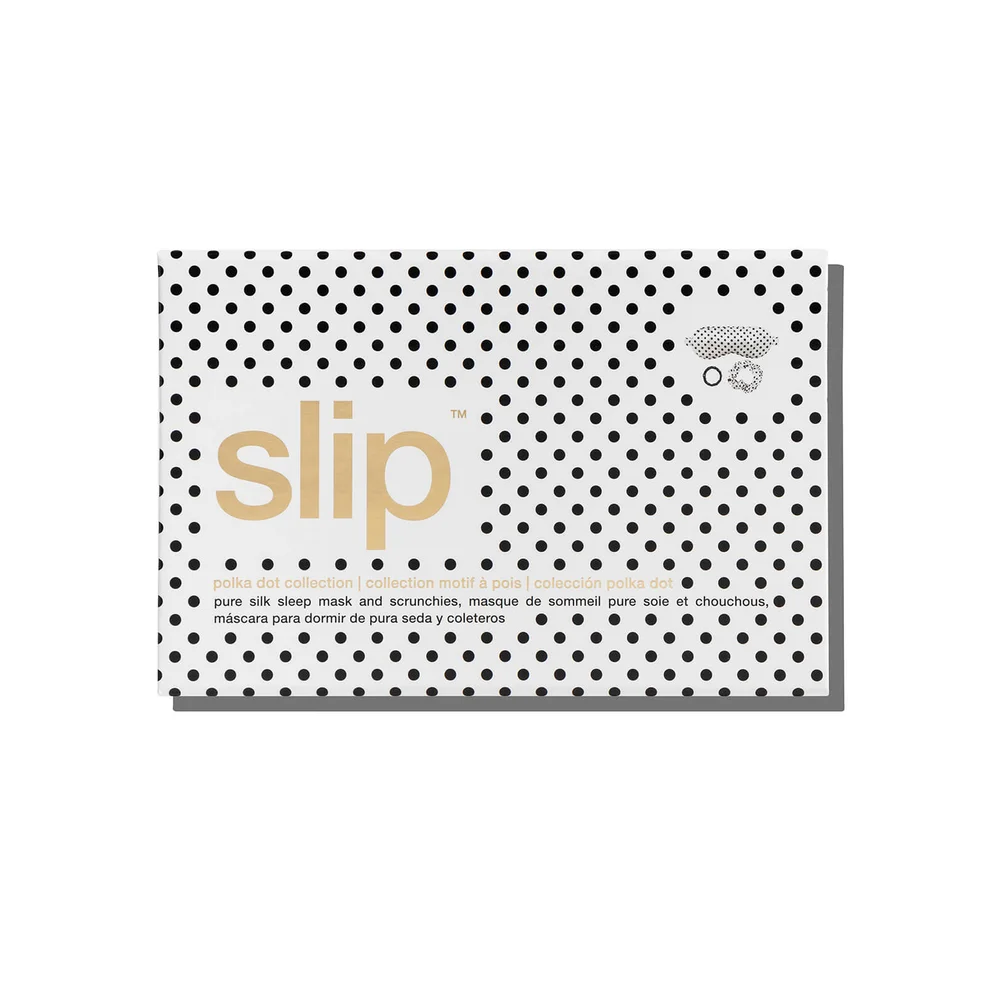 Slip Polka Dot Sleep Mask, Large Polka Dot Scrunchie and Black Skinny Scrunchie Gift Set (Worth £69.50) Image 1