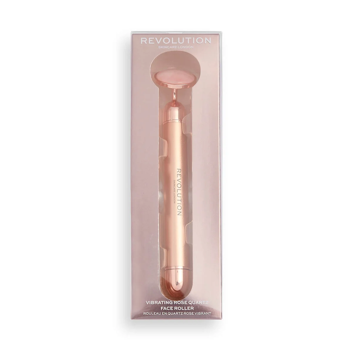 Revolution Skincare Vibrating Rose Quartz Face Roller | LOOKFANTASTIC Revolution Skincare Vibrating Rose Quartz Face Roller | LOOKFANTASTIC