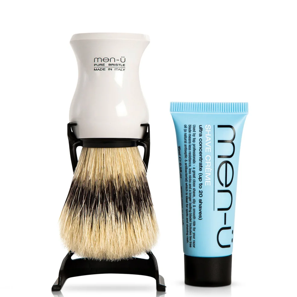 men-ü Barbiere Shave Brush and Stand - White Image 1
