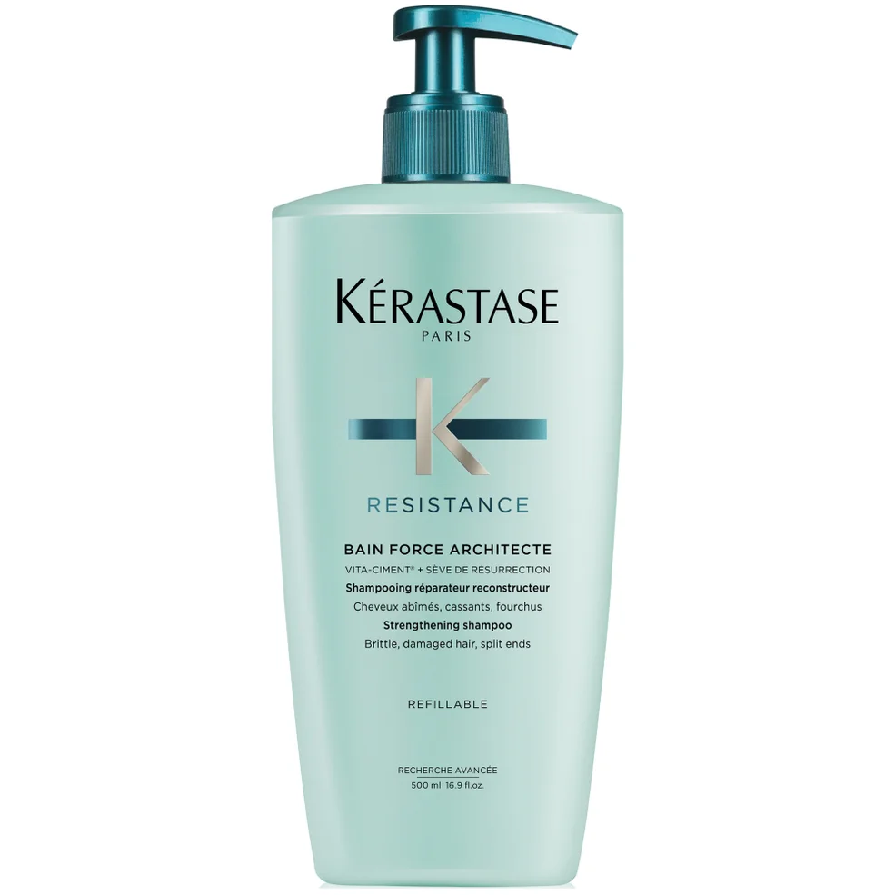 Kérastase Resistance Bain Force Architecte Refillable Shampoo 500ml For Damaged Hair Image 1