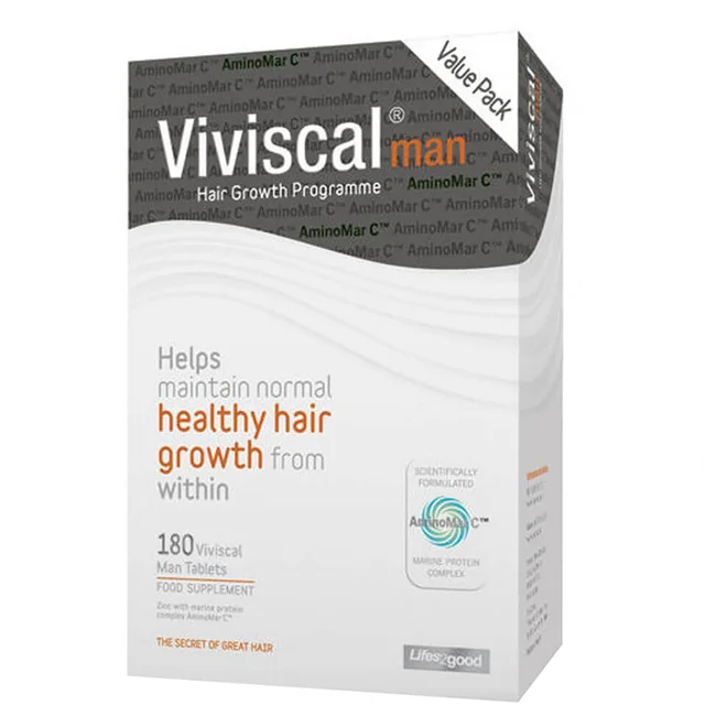 Viviscal Zinc and Flax Seed Hair Supplement Tablets for Men - 180 Tablets (3 Month Supply)